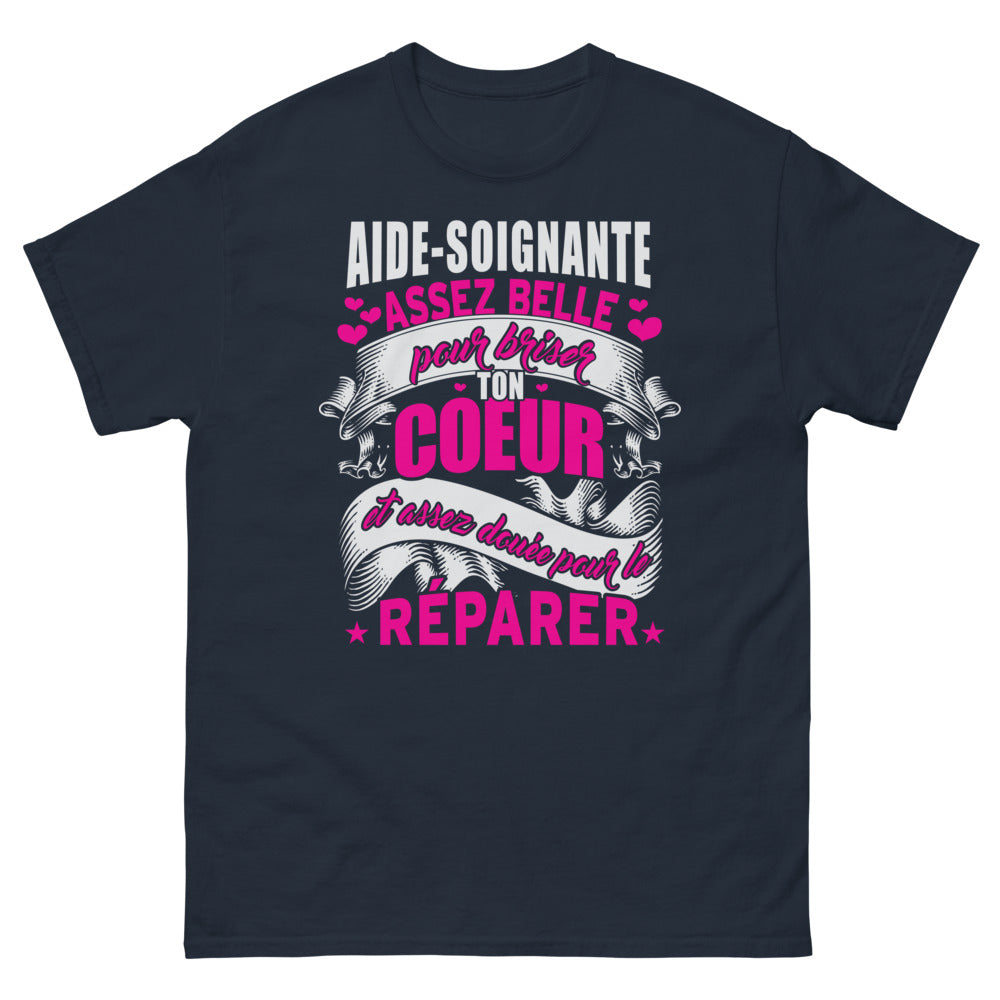 T-shirt Aide-soignante marine - Briser des cœurs, réparer des vies