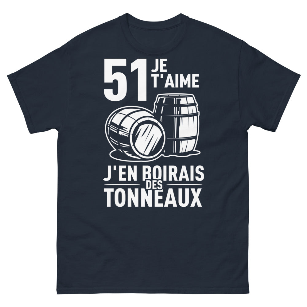 T-shirt Pastis marine - 51 je t’aime, j’en boirais des tonneaux