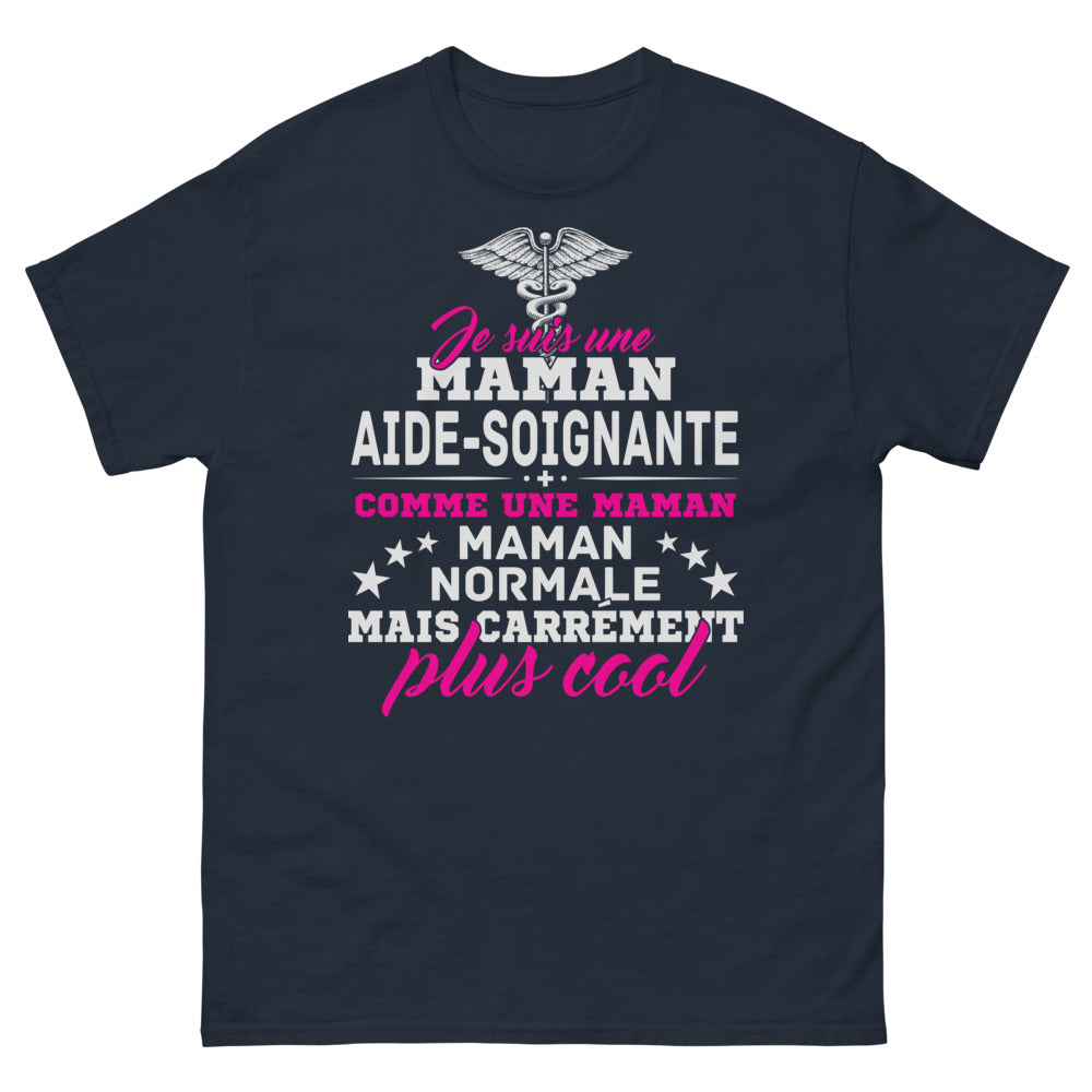 T-shirt Maman aide-soignante marine - Plus cool qu'une maman normale