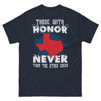 Thumbnail for T-shirt Honor Never Turns Cheek marine - message fierté guerrière