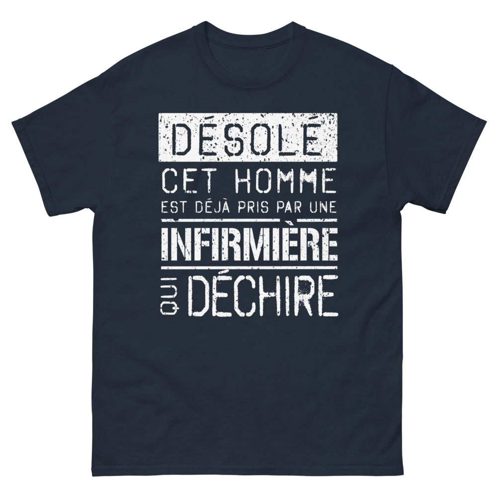 T-shirt Infirmière marine - Pris par une infirmière formidable