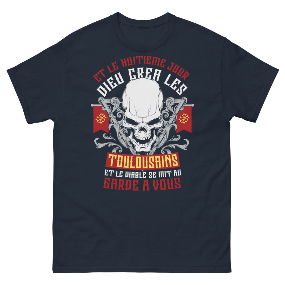 T-shirt Toulousain marine - Le diable au garde-à-vous, humour toulousain