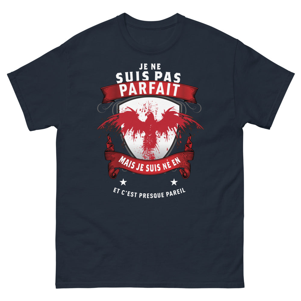 T-shirt Bretagne marine - Je ne suis pas parfait mais né en Bretagne