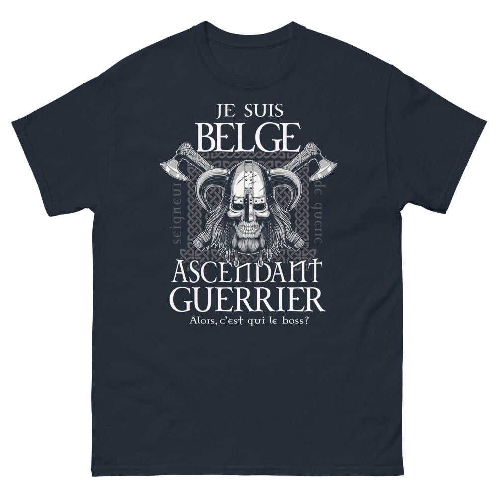 T-shirt Belge marine - Je suis Belge ascendant guerrier