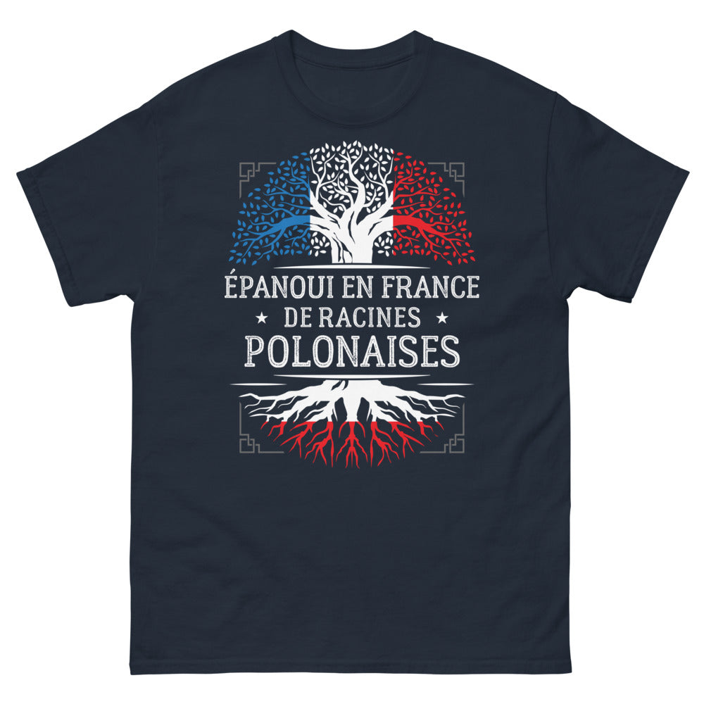T-shirt Racines polonaises marine - Épanoui en France