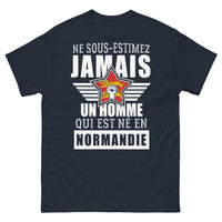 Thumbnail for T-shirt Normandie marine - Ne sous-estimez jamais un homme né en Normandie