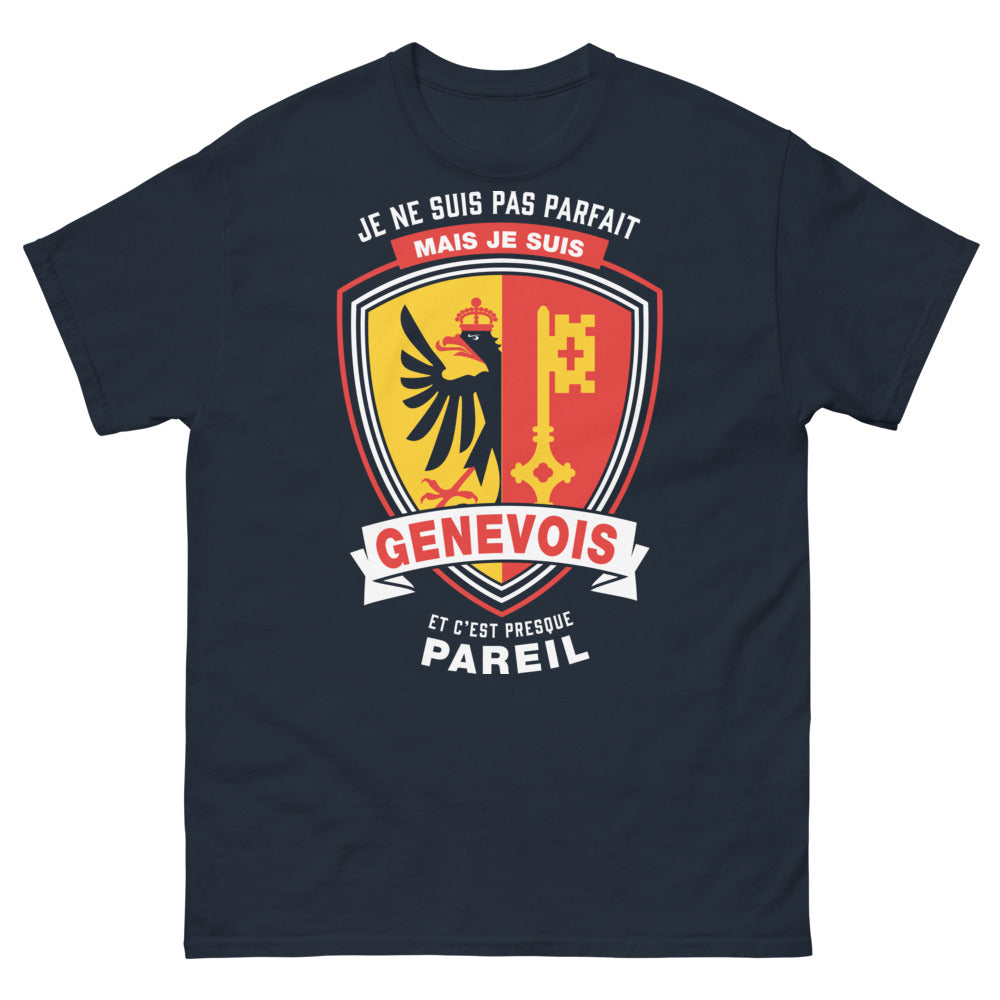 T-shirt Genevois marine - Je ne suis pas parfait mais c'est presque pareil