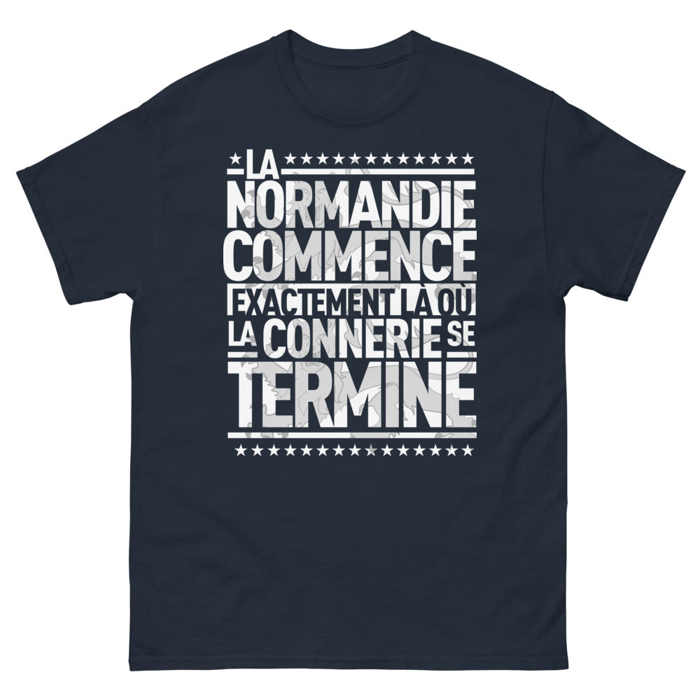T-shirt Normandie marine - La Normandie commence là où la connerie se termine
