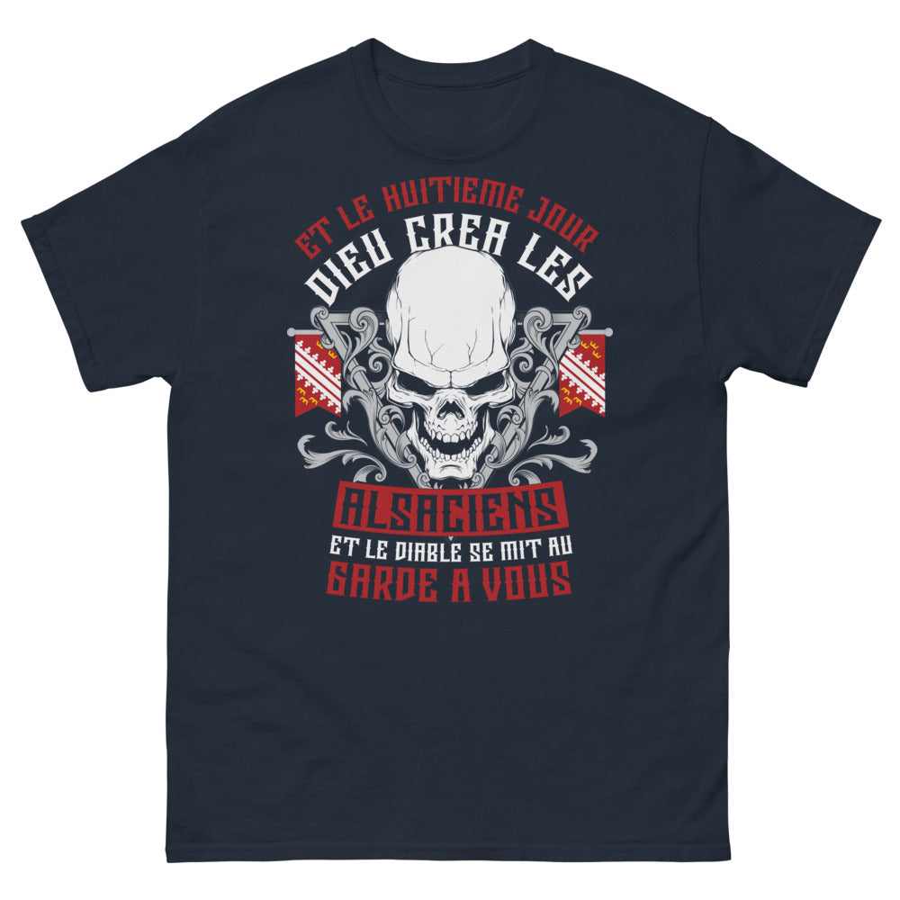 T-shirt Alsacien marine - Et le Huitième Jour, Dieu créa les Alsaciens