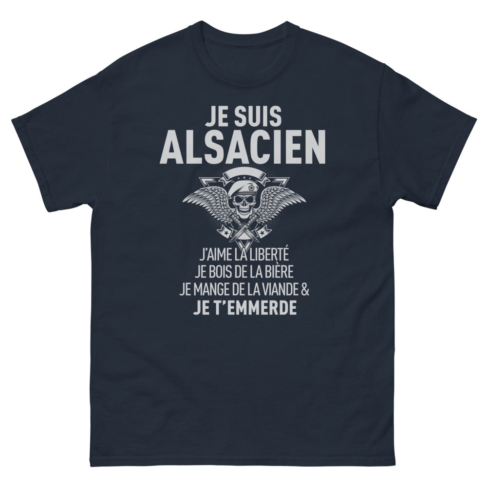 T-shirt Alsacien marine - Je suis Alsacien, je bois de la bière