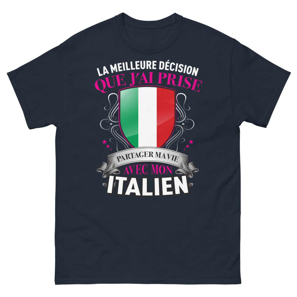 T-shirt Italien marine - La meilleure décision : Partager ma vie avec mon Italien