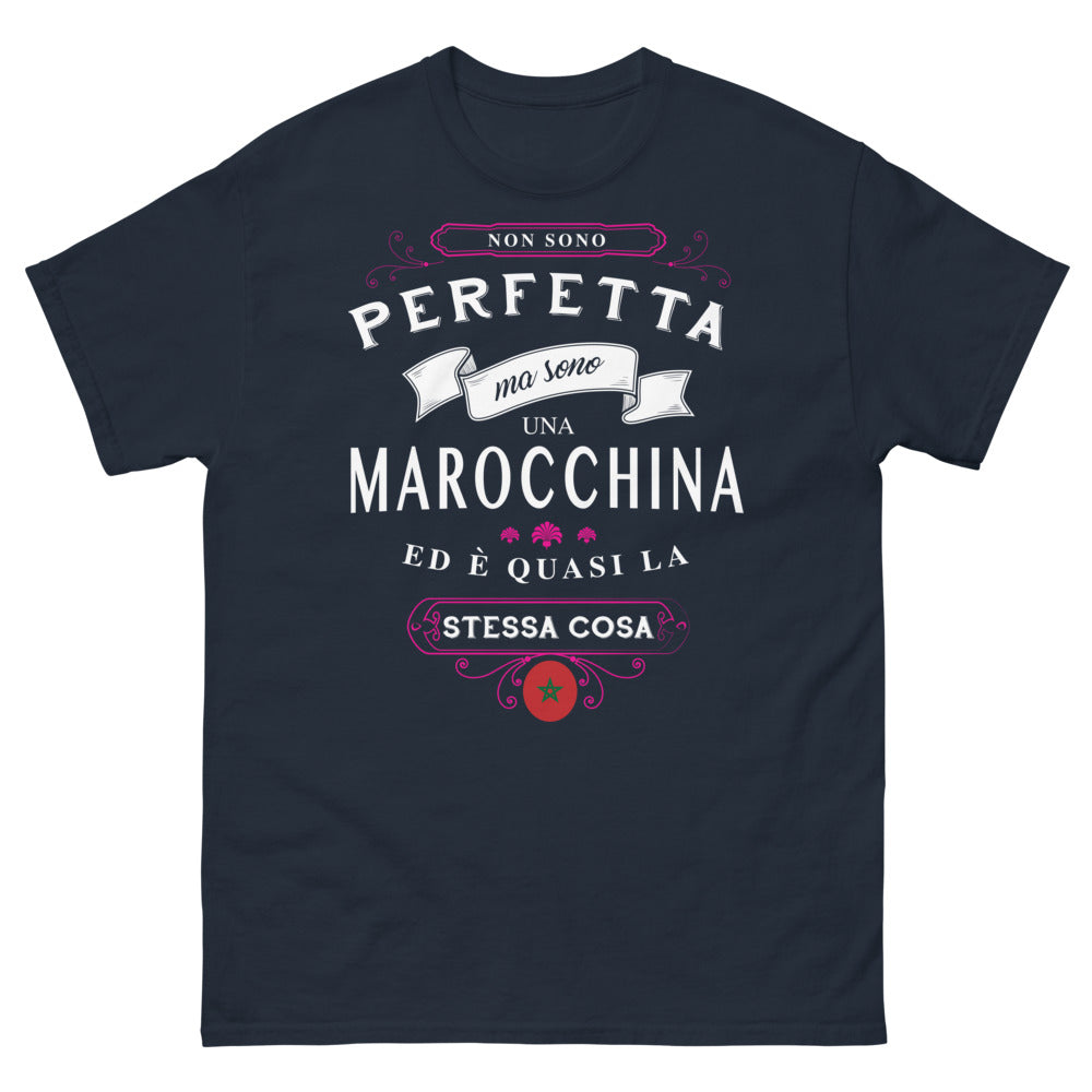 T-shirt Marocchina marine - 'Non sono perfetta ma sono una marocchina'