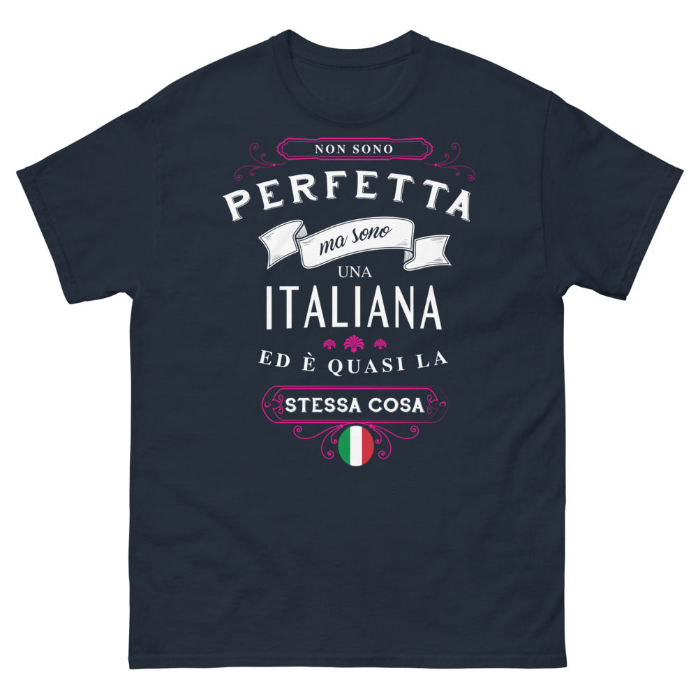 T-shirt Italiana marine - Non sono perfetta, ma sono un'italiana