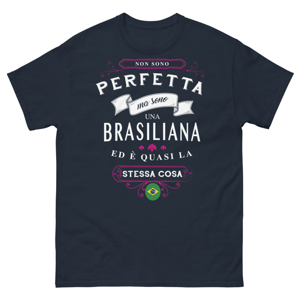 T-shirt Brasiliana marine - Non sono perfetta, ma sono una brasiliana