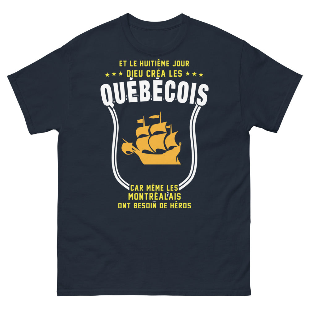 T-shirt Québécois et héros montréalais marine - clin d'œil québécois