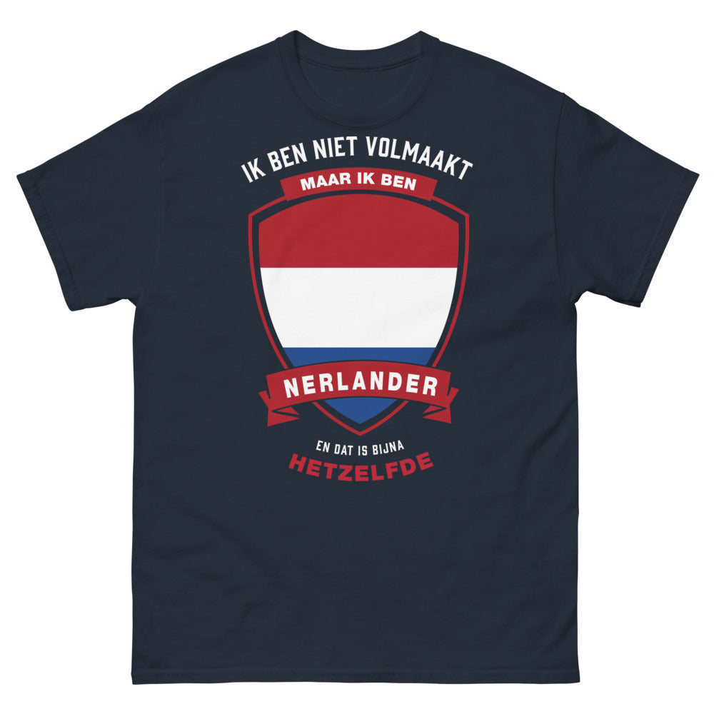 T-shirt néerlandais marine - Ik ben niet volmaakt