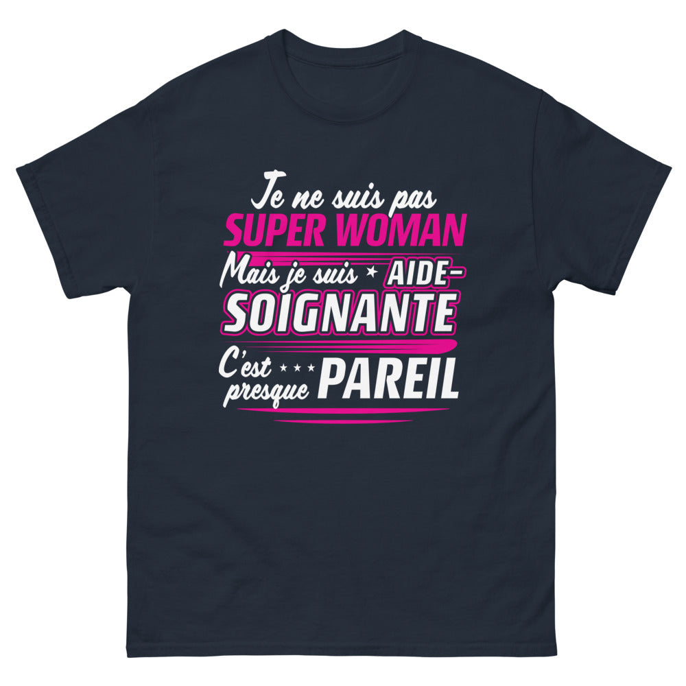 T-shirt aide-soignante marine - presque super woman