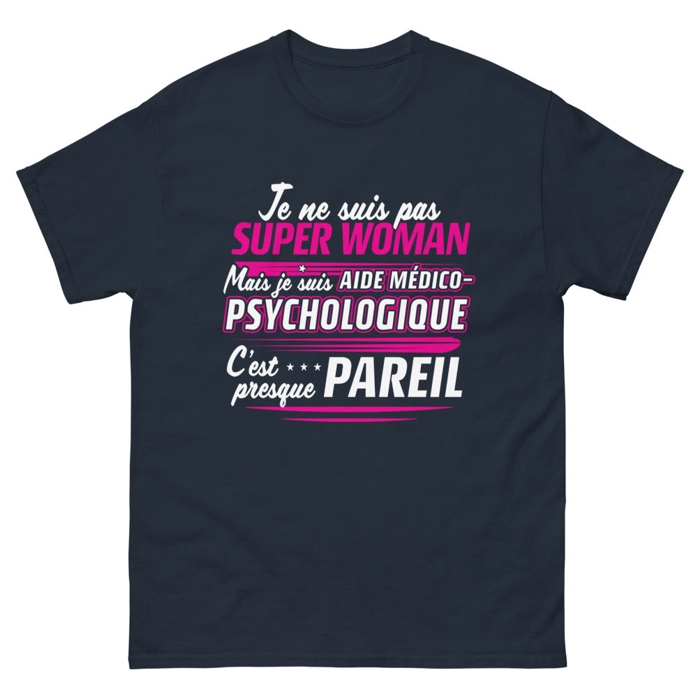 T-shirt aide médico-psychologique marine - presque super woman