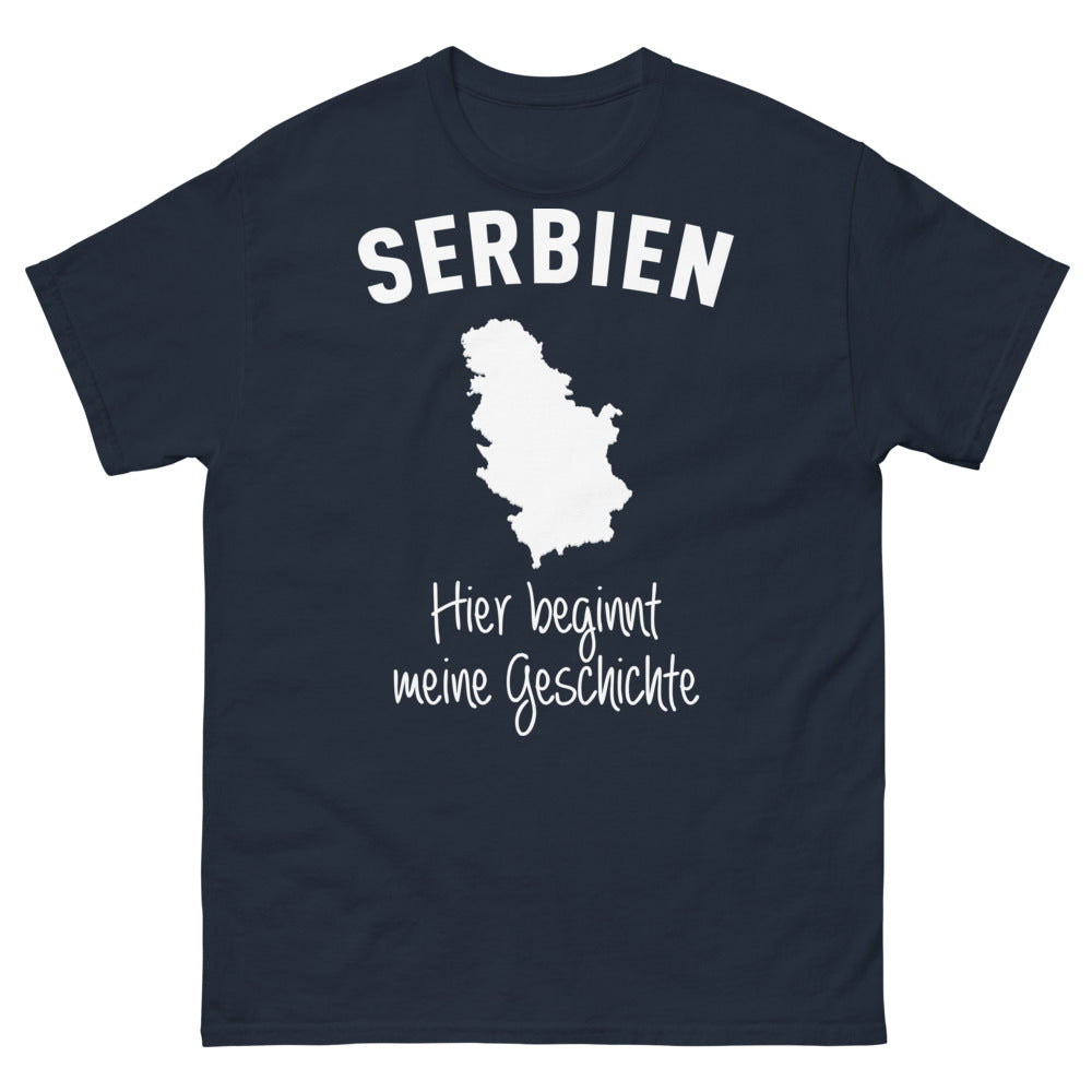 T-shirt Serbien marine face - Hier beginnt meine Geschichte