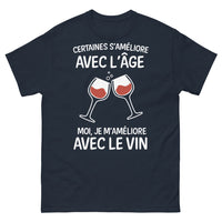 Thumbnail for T-shirt vin et vieillesse noir dos - humour et sagesse du temps