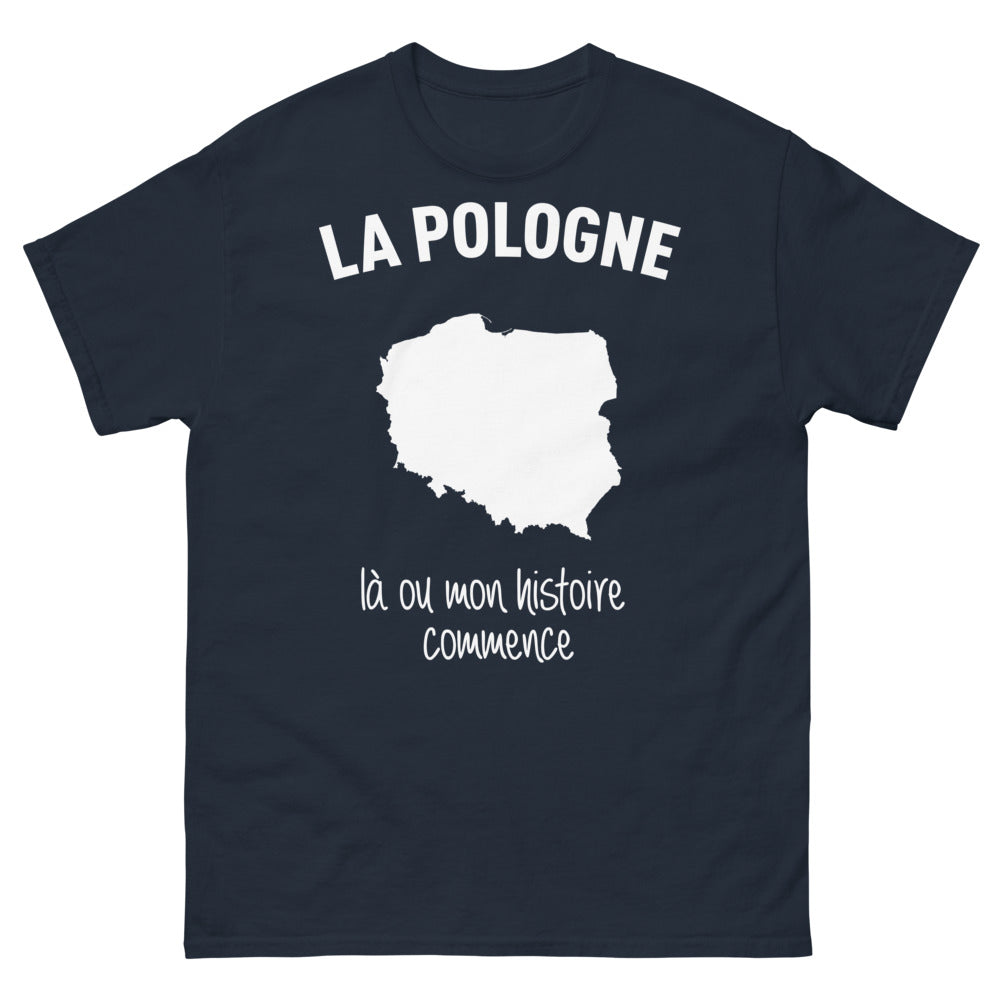 T-shirt Pologne marine - Là où mon histoire commence