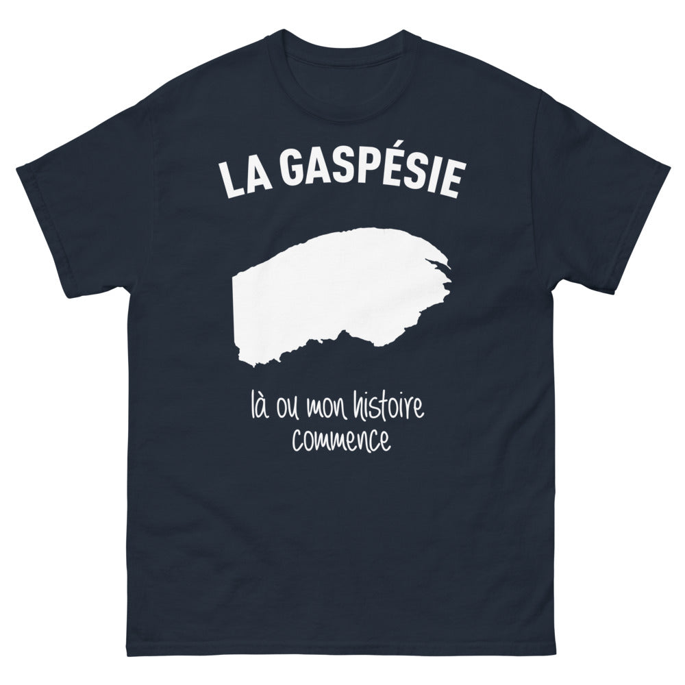 T-shirt Gaspésie marine - Là où mon histoire commence