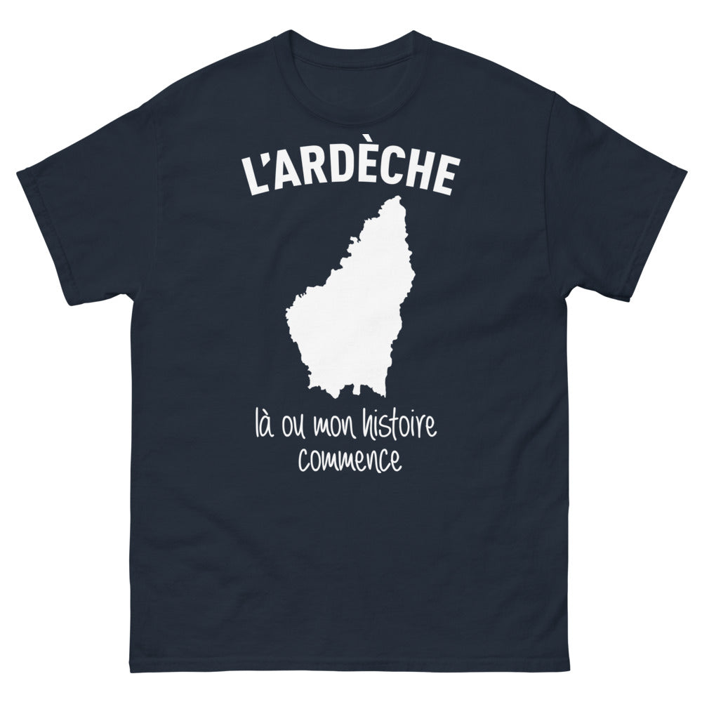T-shirt Ardéchois marine - Là où mon histoire commence