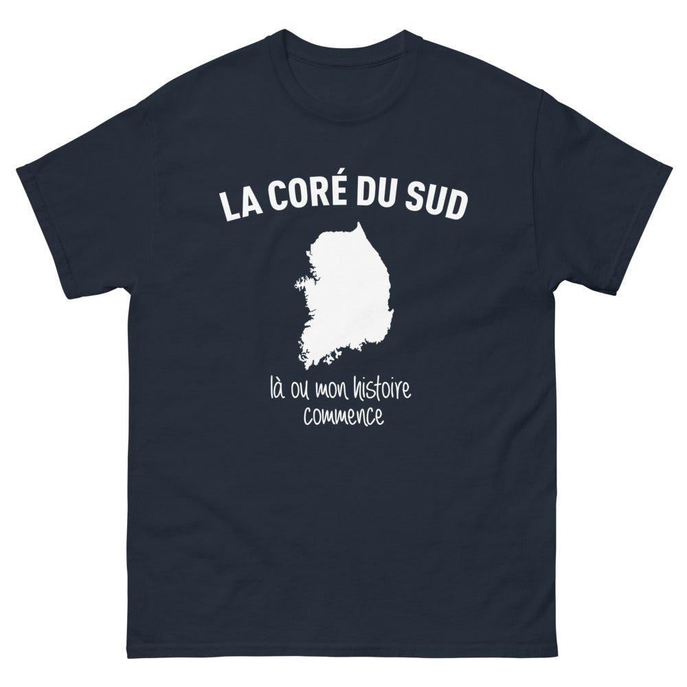 T-shirt Corée du Sud marine - design sombre et élégant