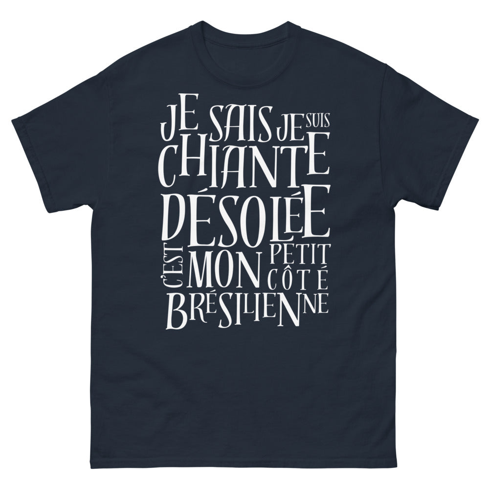 T-shirt Brésilienne marine - Désolée, c'est mon petit côté brésilienne