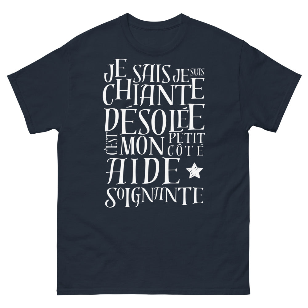 T-shirt aide-soignante marine - Je-sais-je-suis-chiante