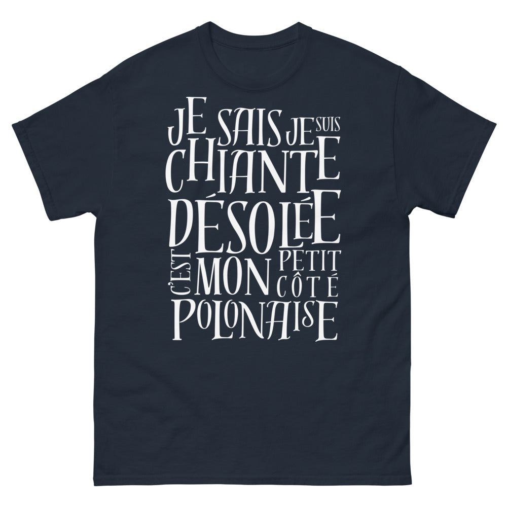 T-shirt polonaise bleu marine - Je sais, je suis chiante