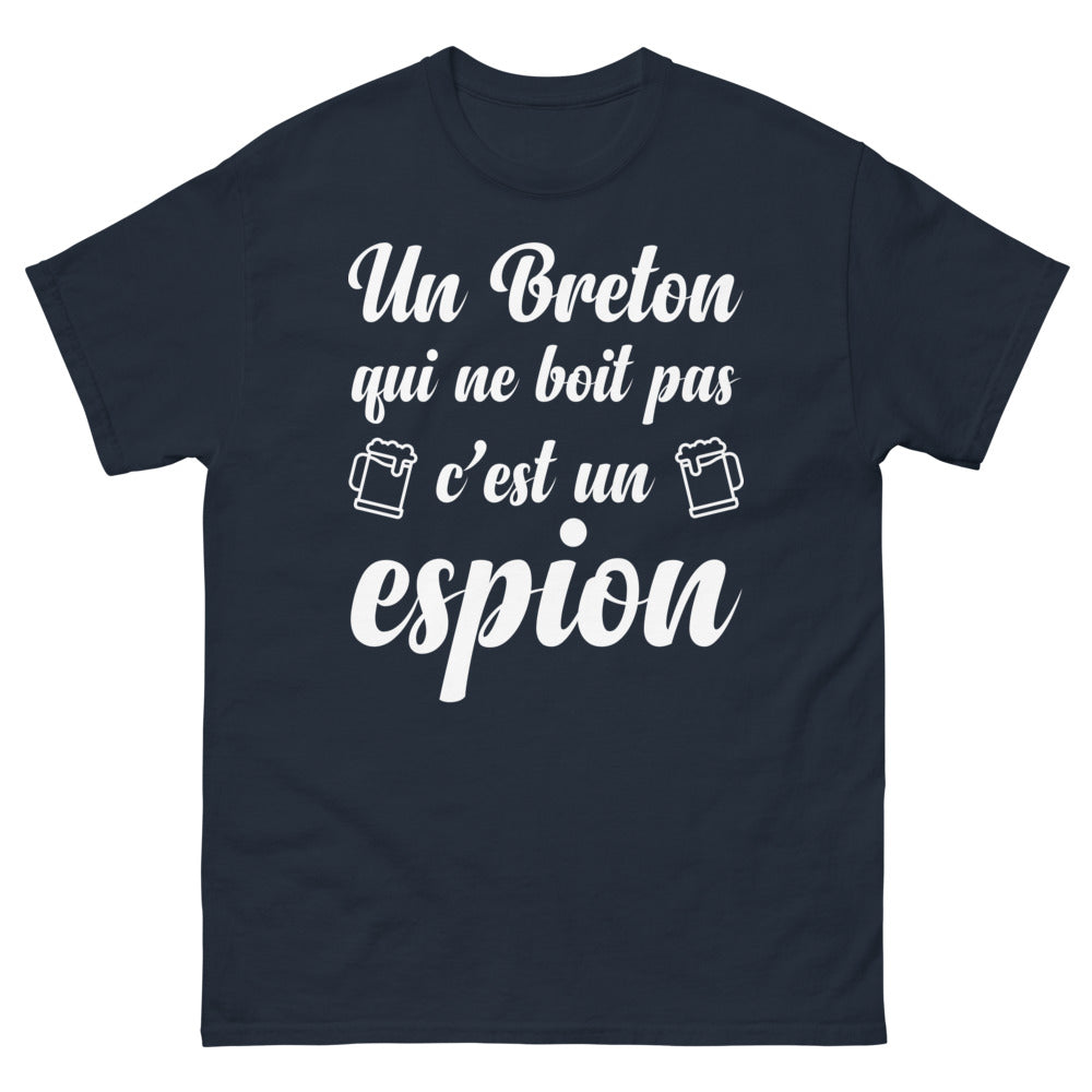 T-shirt breton marine - Un Breton qui ne boit pas c'est un espion