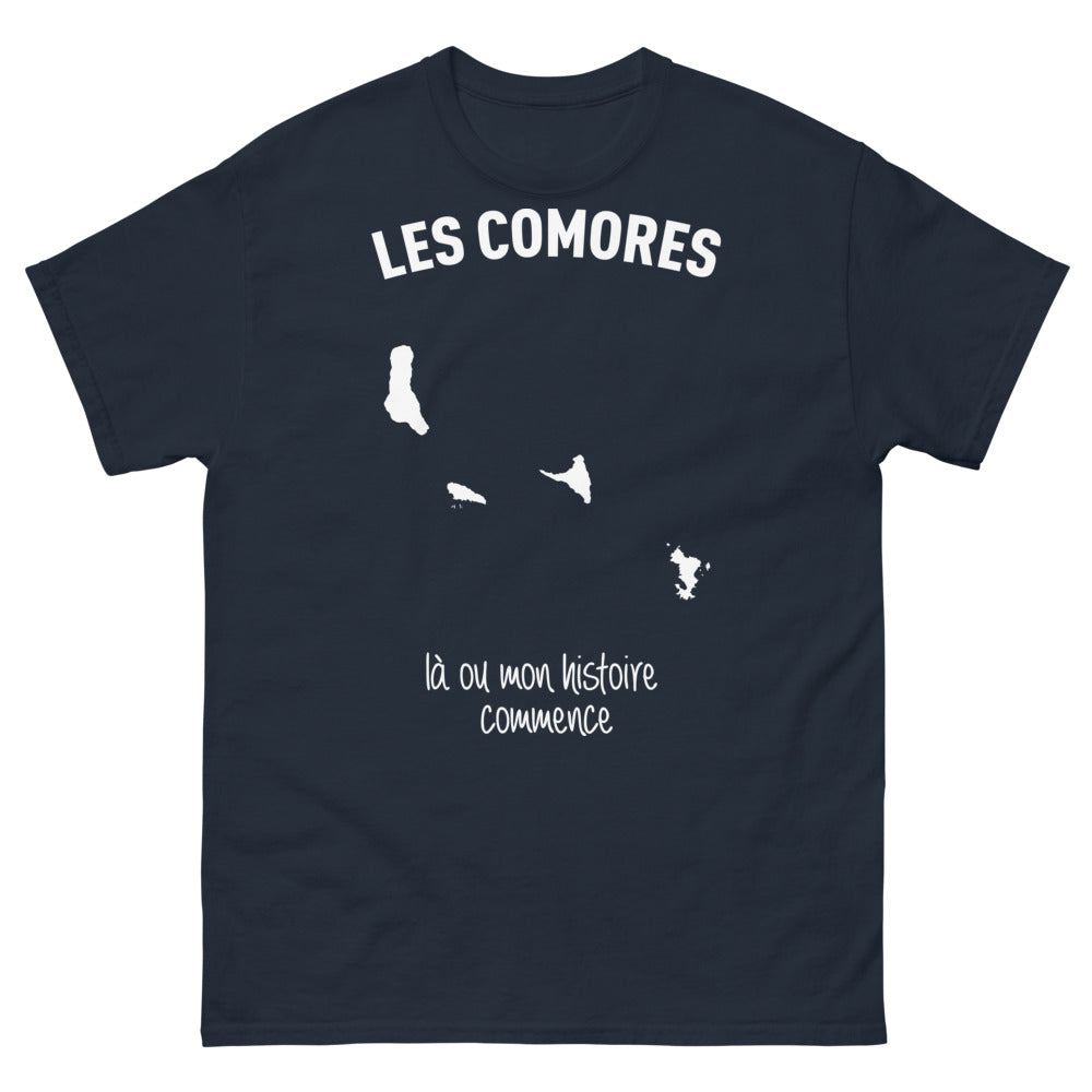 T-shirt Comores marine - Là où mon histoire commence