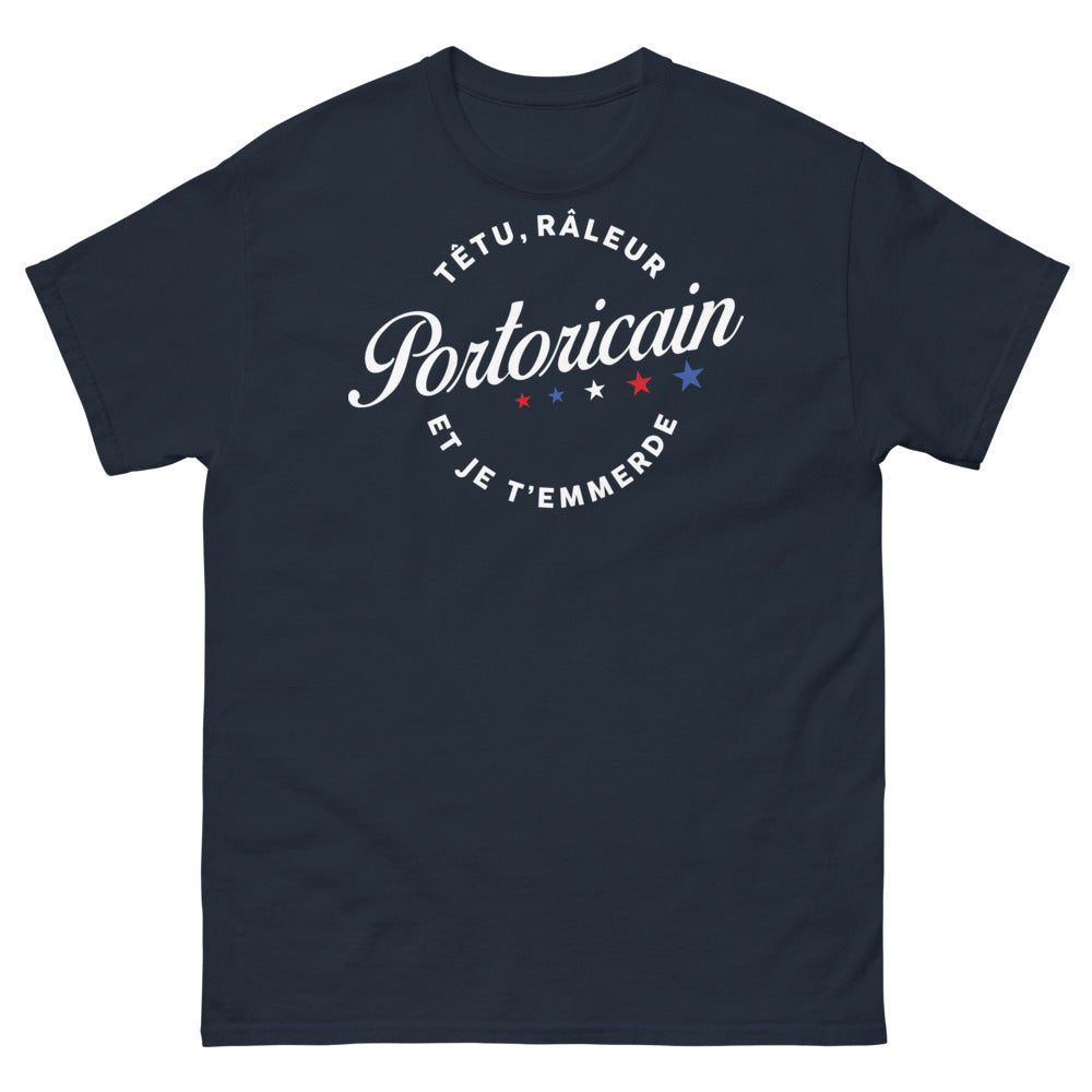 T-shirt Portoricain marine - têtu râleur