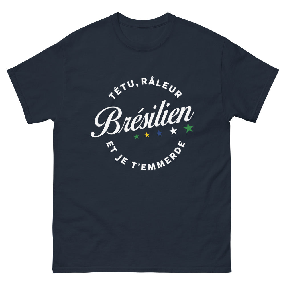 T-shirt Brésilien marine - râleur têtu