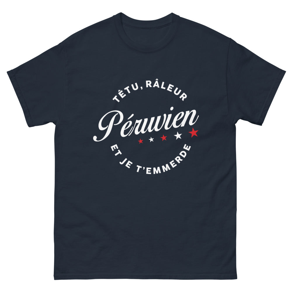 T-shirt Péruvien marine - têtu et râleur