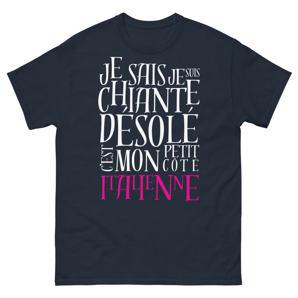 T-shirt Italie marine - côté italien avec humour