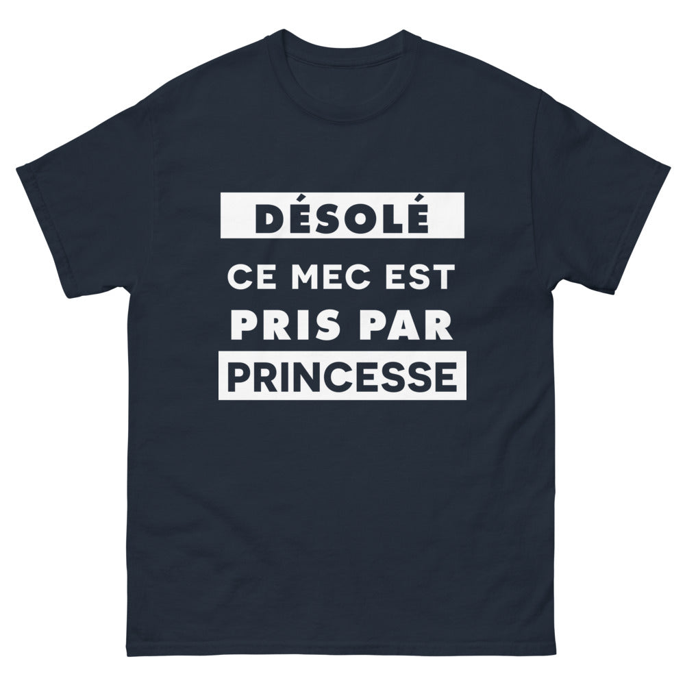 T-shirt Déclaration princesse bleu marine - Désolé, ce mec est pris par une princesse