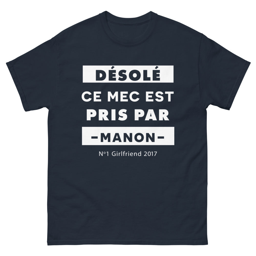 T-shirt Manon marine - Désolé ce mec est pris par Manon