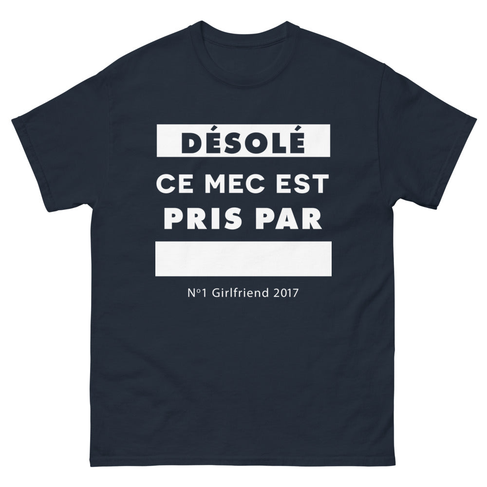 T-shirt romantisme moderne marine - déso ce mec est pris