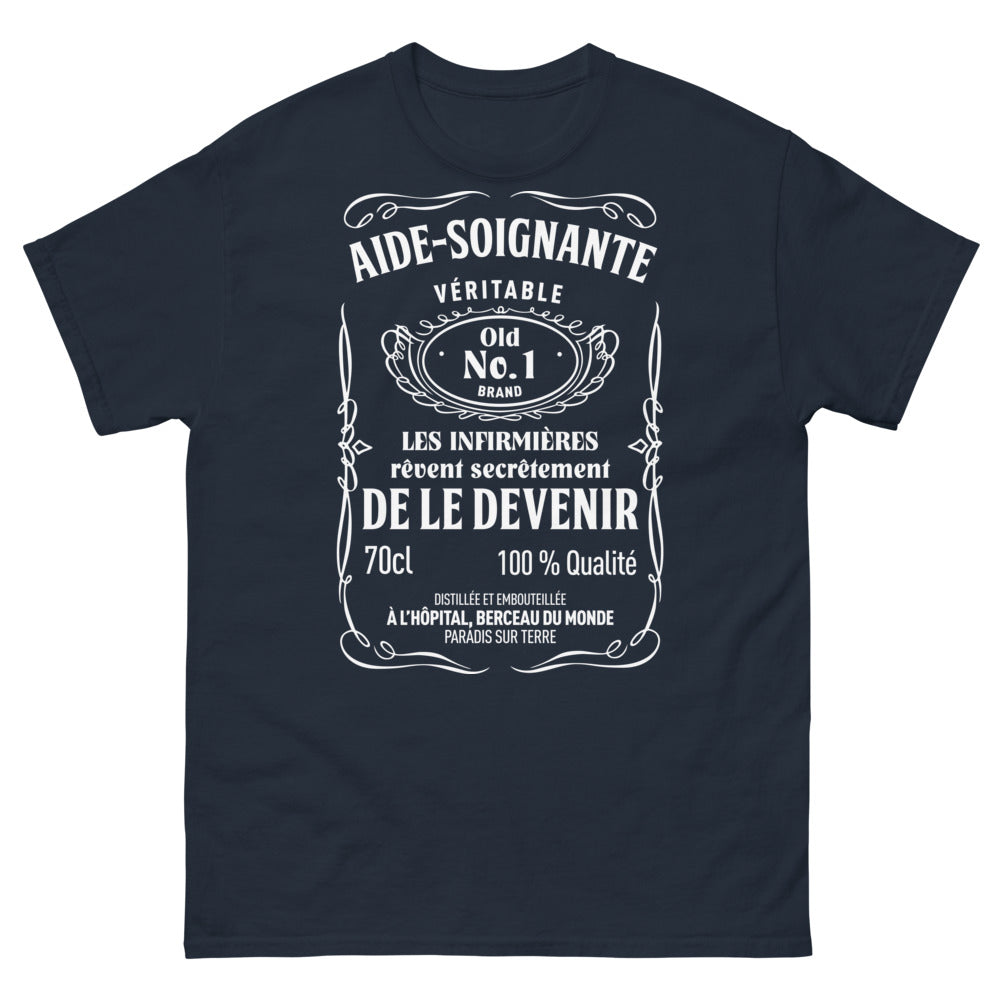 T-shirt aide-soignante marine - dévouement au quotidien