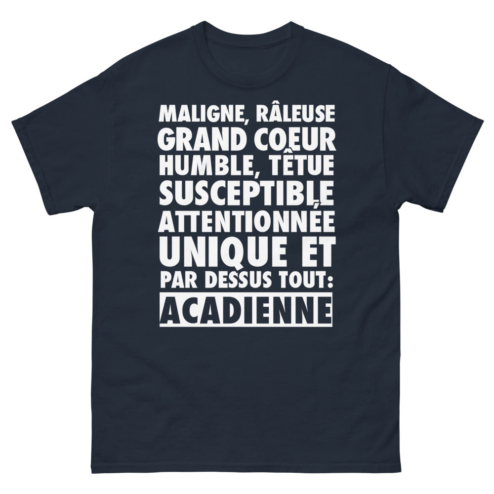 T-shirt Acadien marine - acadien maligne et râleuse