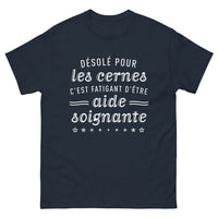 Thumbnail for T-shirt aide-soignante marine - Désolé pour les cernes