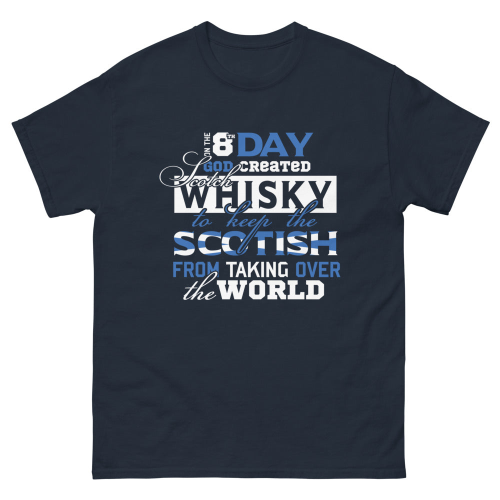 T-shirt Scotch Whisky écossais marine - On the 8th Day God Created Scotch Whisky