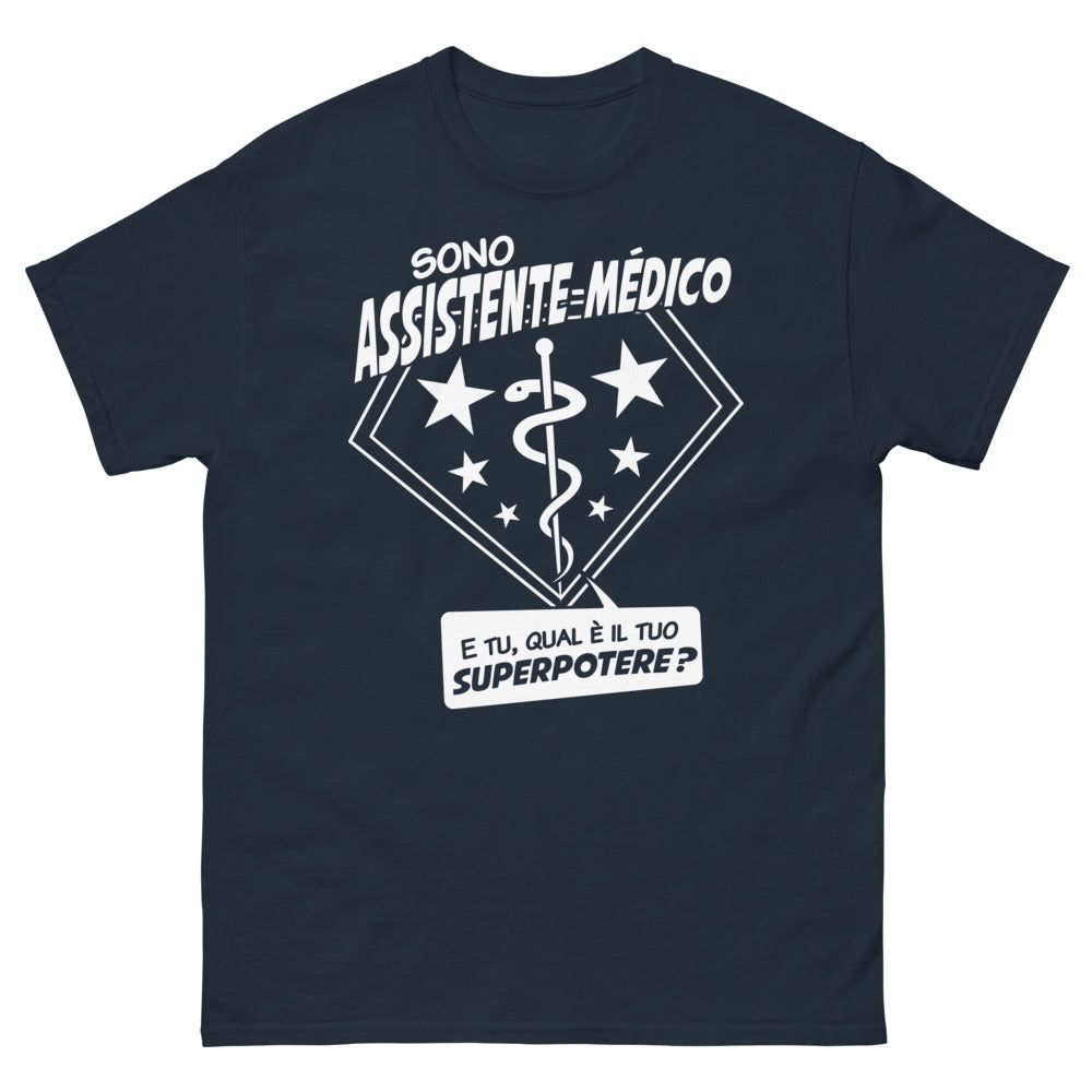 T-Shirt Assistenti Medici blu marino - Sono un Assistente Medico, qual è il tuo superpotere?