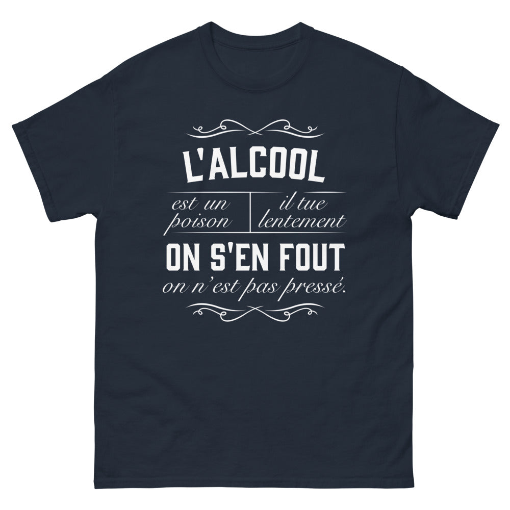T-shirt humour alcool marine - L'alcool est un poison, il tue lentement