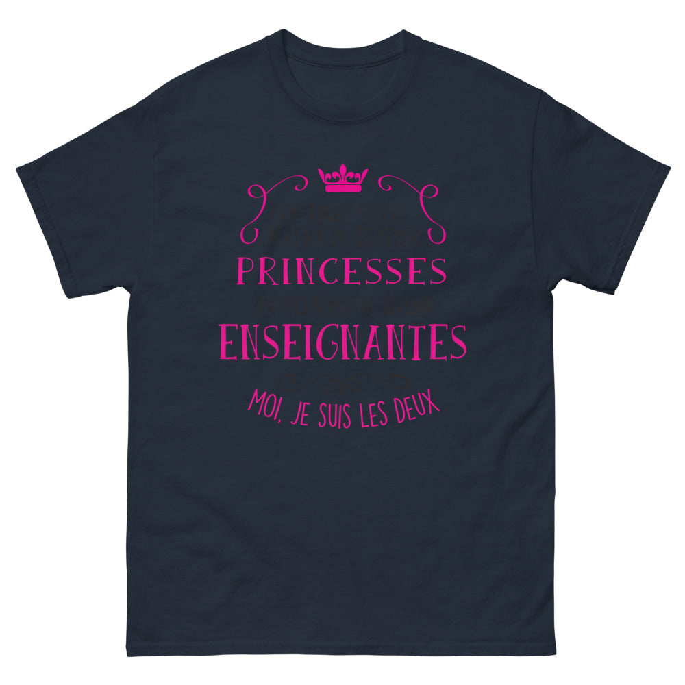 T-shirt Enseignante et Princesse marine - princesse et enseignante réunies