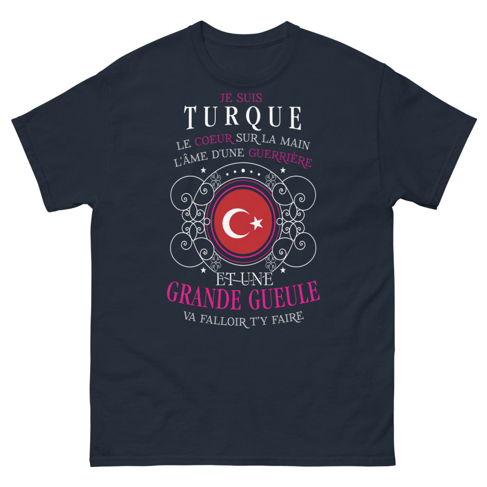 T-shirt Turque marine face - guerrière et cœur généreux