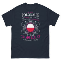 Thumbnail for T-shirt Pologne marine - cœur sur main guerrière et grande gueule