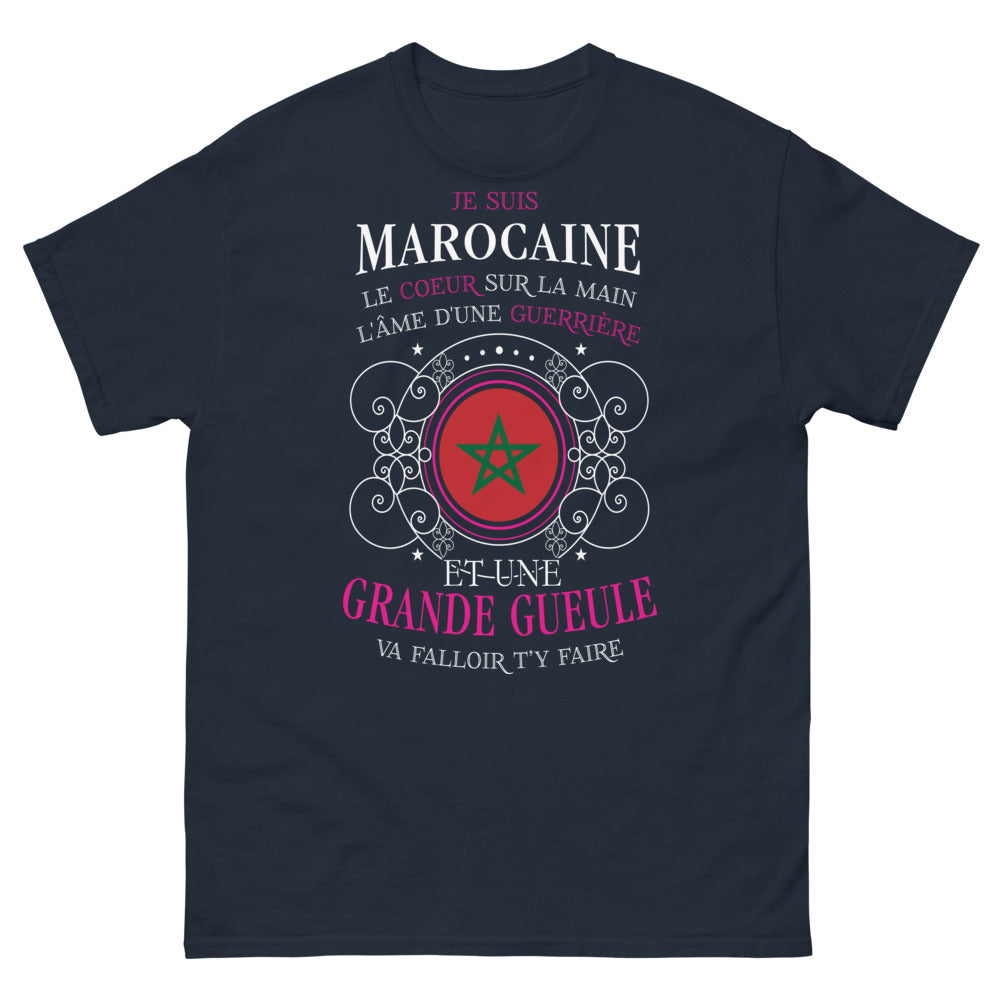 T-shirt Marocain marine - cœur sur la main, grande gueule guerrier